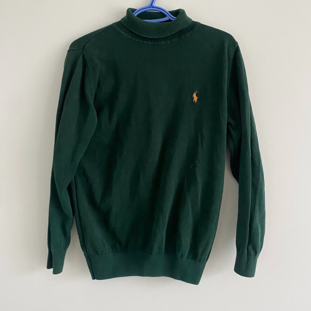 Green Ralph Lauren Turtleneck with Yellow Emblem